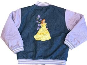 Vintage Disney Store Princess Belle Varsity Jacket Sz. 10/12 90s Y2K Embroidered